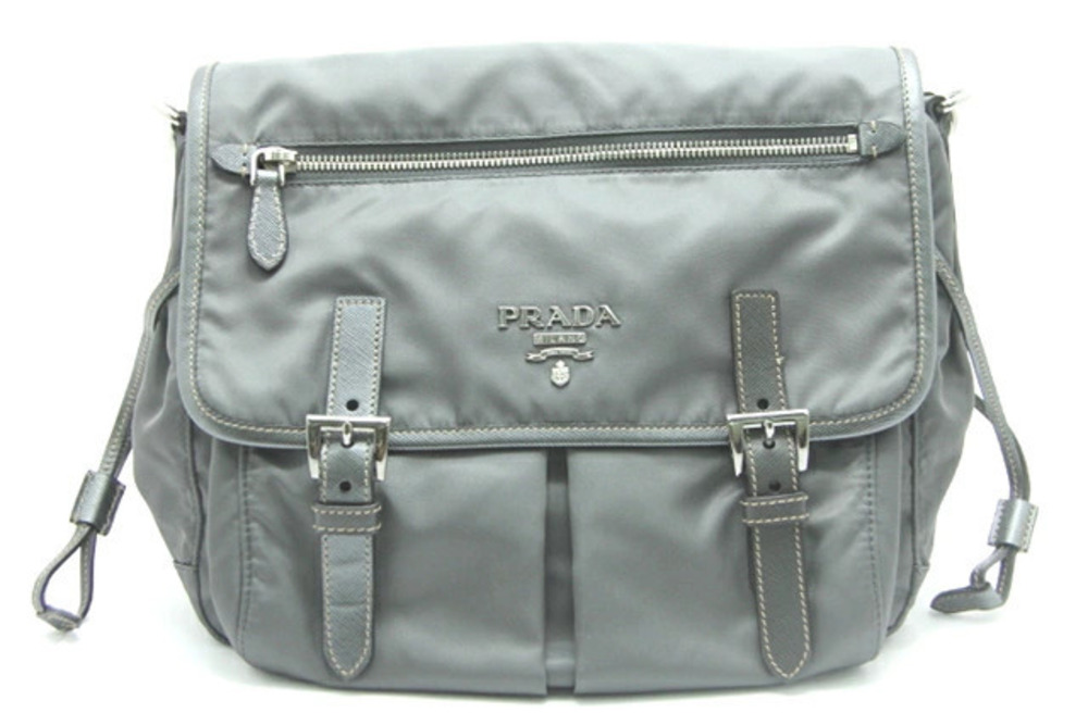 Prada shoulder bag calfskin gray